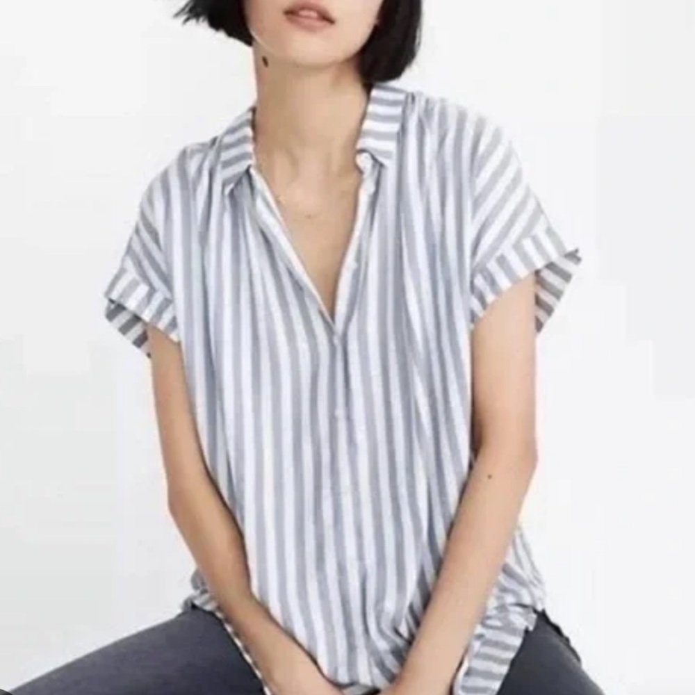 Madewell central drapery button-down in chambray stripe